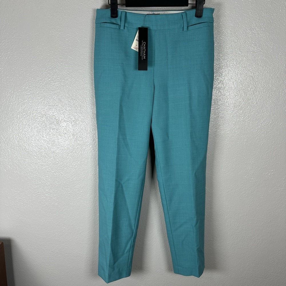 NEW Talbots Chatham Ankle Pants Women's 6Petite Aqua Blue Side Zip Career Office